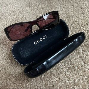 Gucci | Burgundy Rectangular Sunglasses